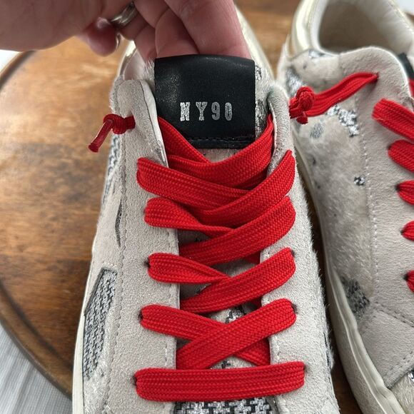 Steve Madden Shoes Wm 10 M Philosophy Lace Up Star Houndstooth Metallic Gold - Picture 11 of 13